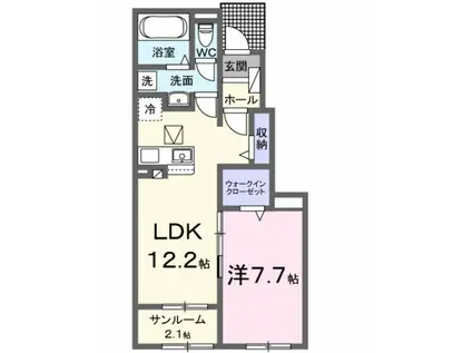 ピア・テラヤマ(1LDK/1階)の間取り写真
