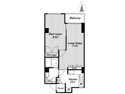 パセオ三光坂(1LDK/4階)の間取り写真