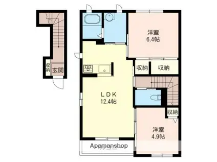 クラージュI(2LDK/2階)の間取り写真