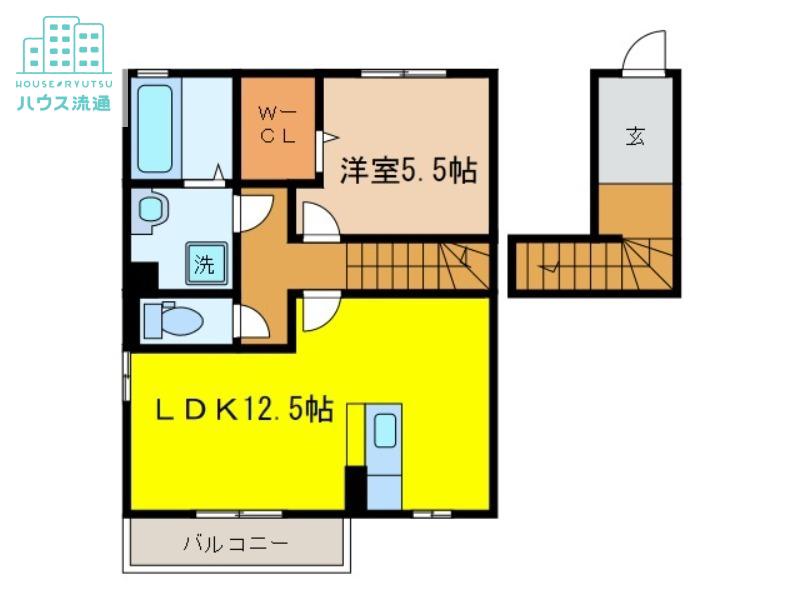 ハルブラッサム貝津(1LDK/2階)の間取り写真