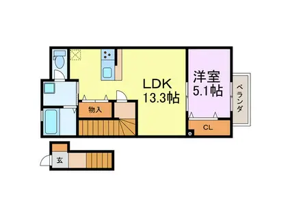 SAKYO6(1LDK/2階)の間取り写真