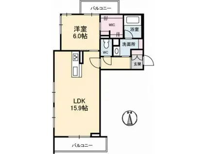 ベレオ北久保(1LDK/3階)の間取り写真