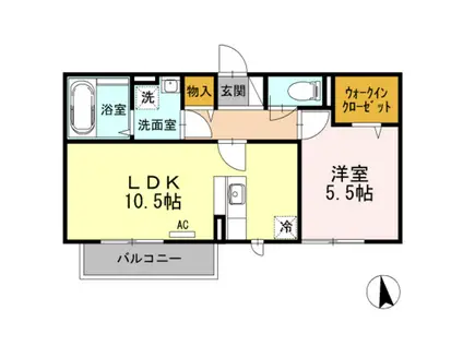 ルミナスゆぎ(1LDK/3階)の間取り写真