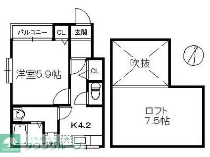エレガンテDOME SIDE 171(1K/1階)の間取り写真