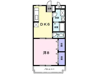 ローフィールド(1DK/2階)の間取り写真