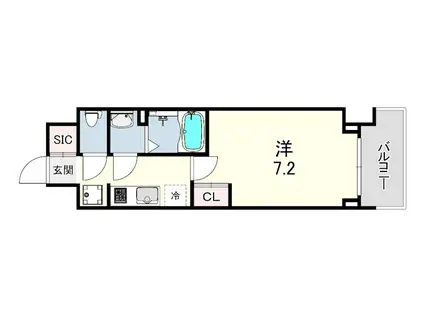 GENOVIA神戸湊川公園(1K/14階)の間取り写真