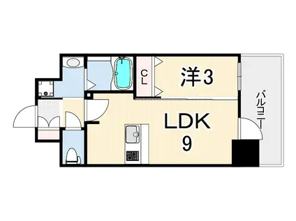 プレサンス神戸水木通ルミエス(1LDK/9階)の間取り写真