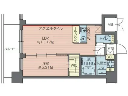 プレジオ川口ASIAN(1LDK/7階)の間取り写真