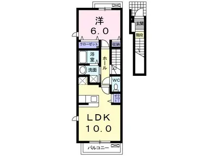 レジデンス西原81(1LDK/2階)の間取り写真