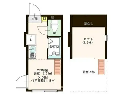 ハーモニーテラス東陽III(ワンルーム/2階)の間取り写真