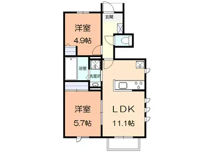 アミティエ湘南B(2LDK/1階)の間取り写真