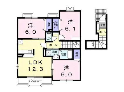 サンフローラIII(3LDK/2階)の間取り写真
