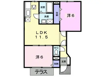アルコ・イーリスB(2LDK/1階)の間取り写真