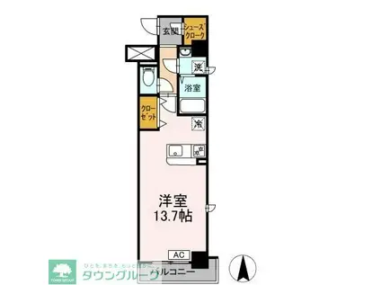 フォンテーヌ(ワンルーム/6階)の間取り写真