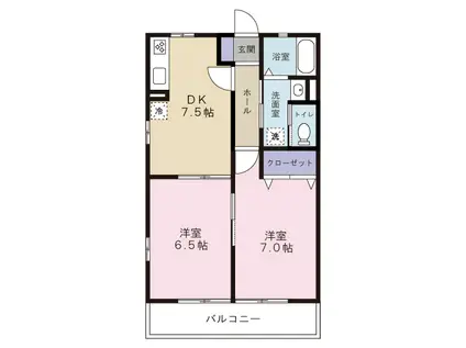 クレール葵(2DK/2階)の間取り写真