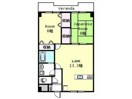 ドエル厚木(2LDK/4階)の間取り写真