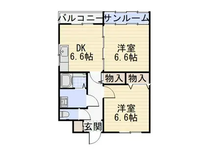 ハイツK&M(2DK/1階)の間取り写真