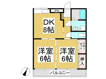 ホーリーONE(2DK/1階)の間取り写真