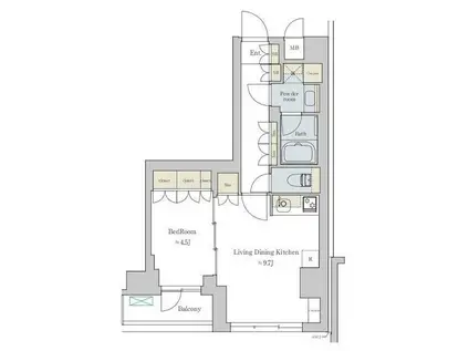 ブリリアイスト文京六義園(1LDK/3階)の間取り写真