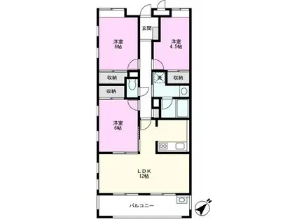 ベルフォーレ伍番館(3LDK/2階)の間取り写真