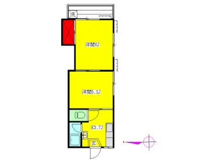 コーポタツノC棟(1LDK/1階)の間取り写真