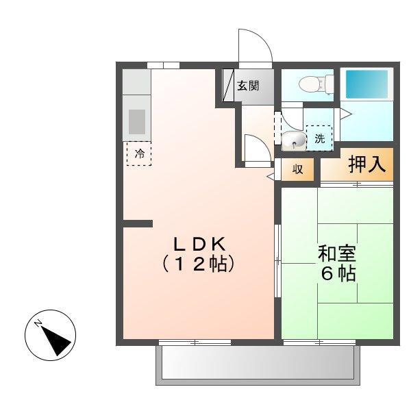 ビーライン蔵王(1LDK/1階)の間取り写真