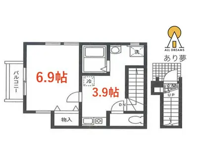 プランドール(1K/2階)の間取り写真