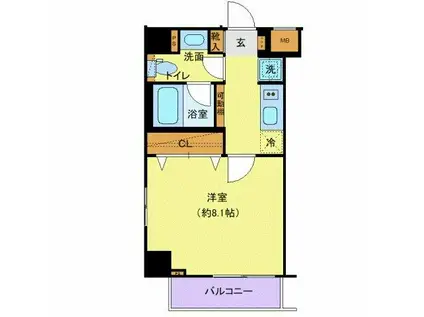 RELUXIA両国(1K/6階)の間取り写真