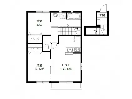 京成松戸線 常盤平駅 徒歩16分 2階建 築5年(2LDK/2階)の間取り写真