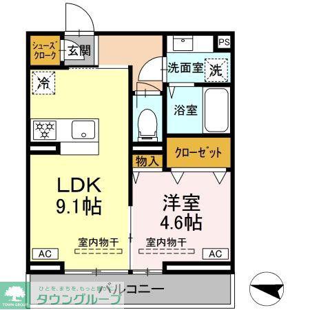 ゼラニウム湘南台(1LDK/2階)の間取り写真