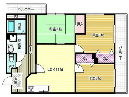 グリーンコート広瀬(3LDK/3階)の間取り写真