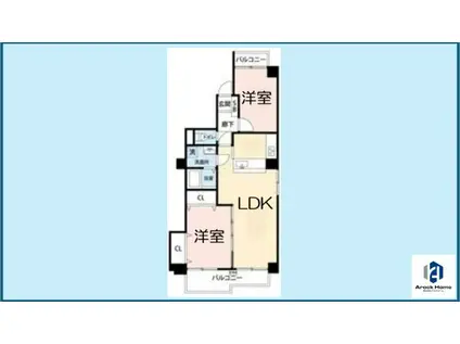 ルミエール覚王山第2(2LDK/2階)の間取り写真