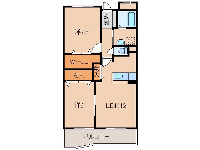 アズゥール(2LDK/3階)の間取り写真