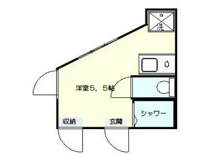 3沿線利用可 中野駅 敷礼無   (ワンルーム/1階)の間取り写真