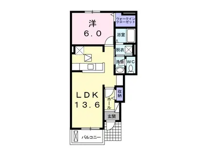 KEI HOUSE III(1LDK/1階)の間取り写真
