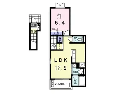 アンソレイユD(1LDK/2階)の間取り写真