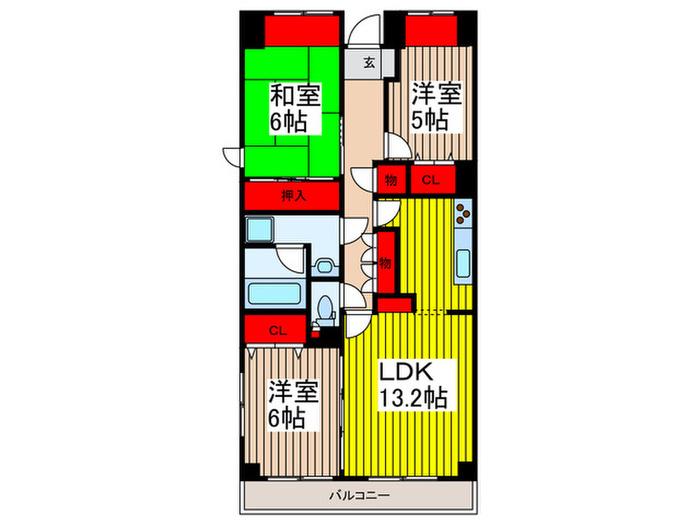 プロスペクト浦和常盤(3LDK/2階)の間取り写真