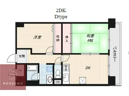 阪急曽根ユーリプラザII(2DK/3階)の間取り写真