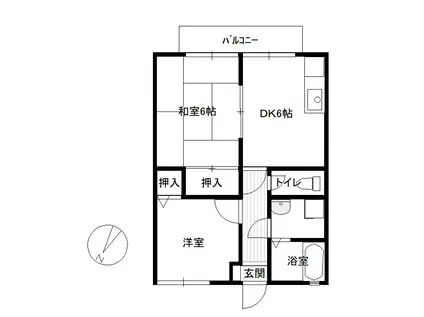 セジュール物部(2DK/1階)の間取り写真