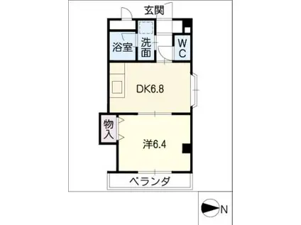 ディアコートミロII(1DK/2階)の間取り写真