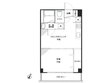 ニュー中目黒マンション(1DK/4階)の間取り写真