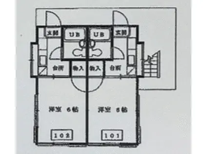 メゾンフジL(1K/1階)の間取り写真