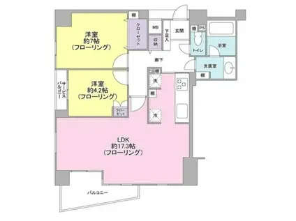 シーダム千駄木(2LDK/4階)の間取り写真