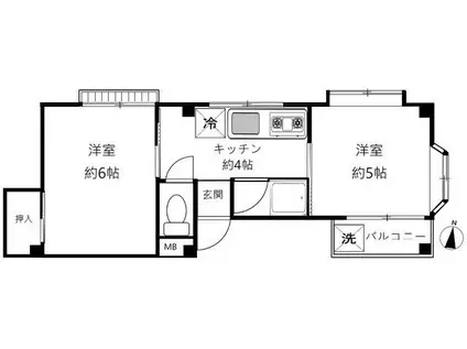 サンパティオ(2DK/2階)の間取り写真