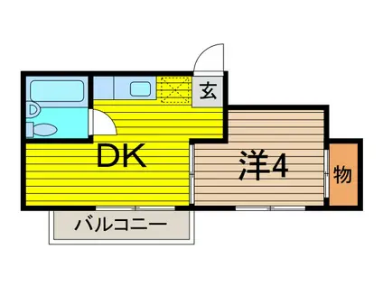 ファミーユ芝(1K/1階)の間取り写真