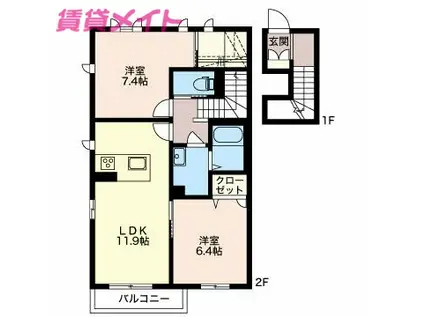 GRANLUCIA(2LDK/2階)の間取り写真