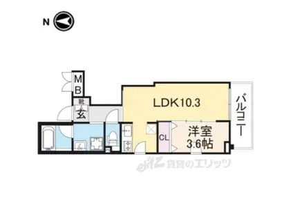 R.北車屋町(1LDK/5階)の間取り写真