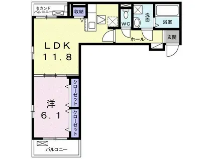 マロン グロリア(1LDK/1階)の間取り写真