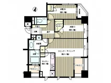パークホームズ文京白山(2LDK/12階)の間取り写真