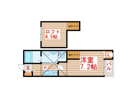 LINK STAGE郡山(1K/2階)の間取り写真